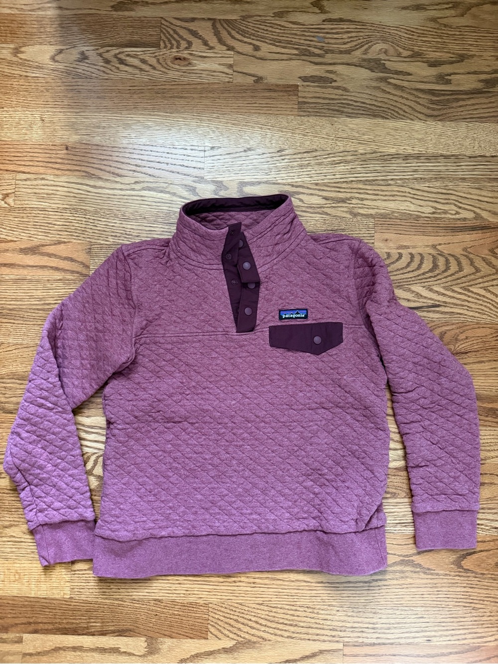 Patagonia Organic cotton Quilted Snap Pullover - Mauve Plum small
